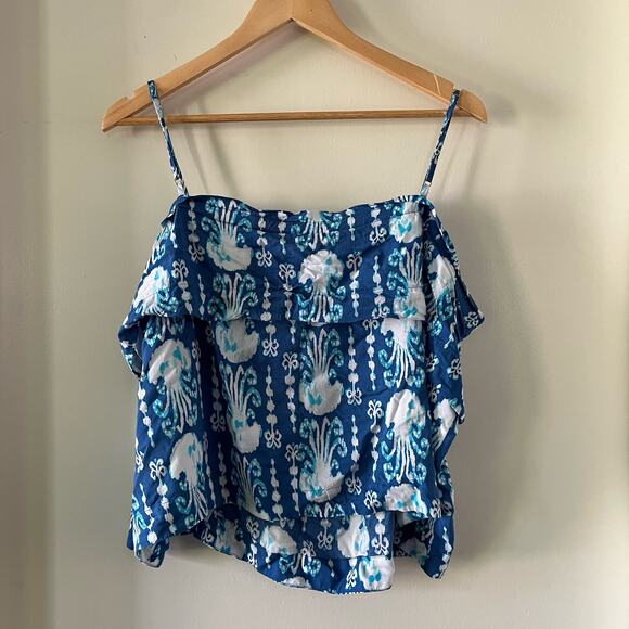 Lilly Pulitzer MAYS TOP Indigo Get in Line Blue Jellyfish Small - Picture 5 of 5